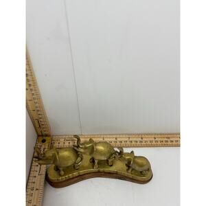 Vintage Brass Three Elephants Sculpture | Made in India Mid-Century Collectible